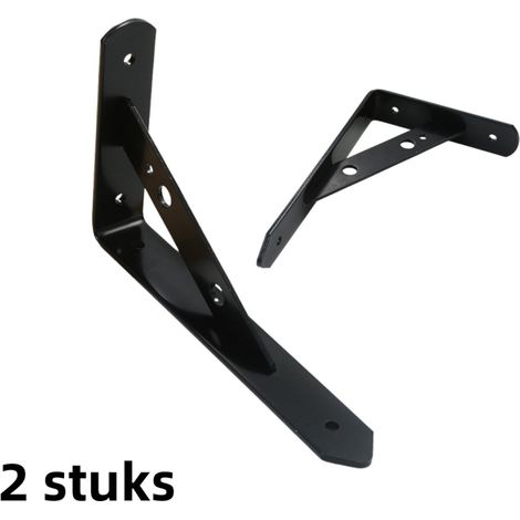 Étagère murale multifonctionnelle en 2 parties Épaisse Support triangulaire en bois fixe 3 0 x 25 x 8 pouces Noire (1/5)