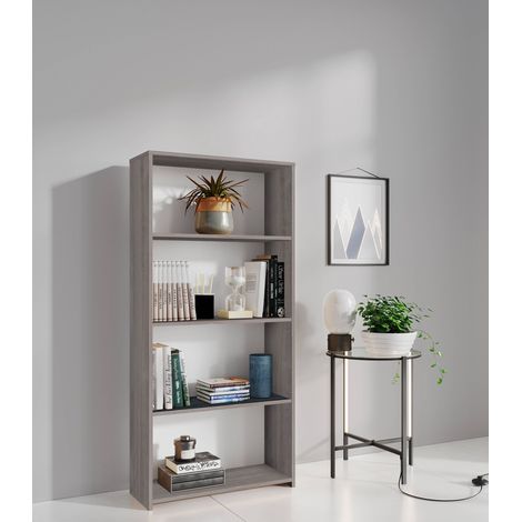 Bibliotheksbausatz 3 einlegeböden eiche gri. cm.l65xh138xt25