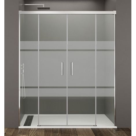 Box doccia BASIC SPAZIO 2 fissi + 2 scorrevoli, Finiture: Frost - Estensione: 182 - 192 cm