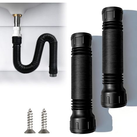 Lot de 2 rallonges de gouttière flexibles : rallonge de tuyau de descente flexible, rallonge de gouttière, tuyau de descente de maison, 80/100 mm, noir, pour maisons d'habitation et abris de (1/5)