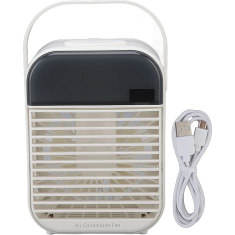 Ventilateur brumisateur portable 3 vitesses - Climatiseur USB silencieux avec veilleuse blanche, refroidissement efficace