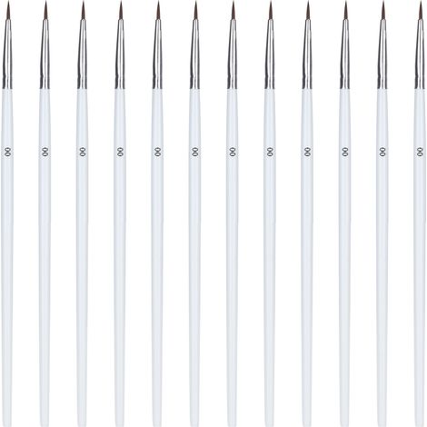 12Pcs Painting Brush Set White Multifunctional Extra-Fine Digital Oil Paint Hook Line Pen00 Medium (1/5)