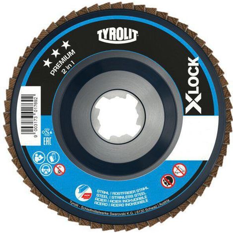 Fächerscheibe PREMIUM X-LOCK Ø 125 mm Körnung 40 28N Edelstahl,Stahl Zirkonkorund Ausführung ZA 40 Q- B (1/4)