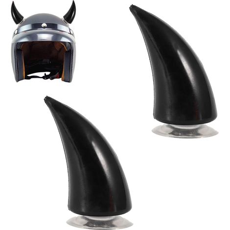 2Pcs Corne de Casque de Moto Cornes de Diable pour Casque avec Ventouse Accessoires de Décoration de Klaxon de Casques pour Vélo Voiture Électrique Noir (1/5)