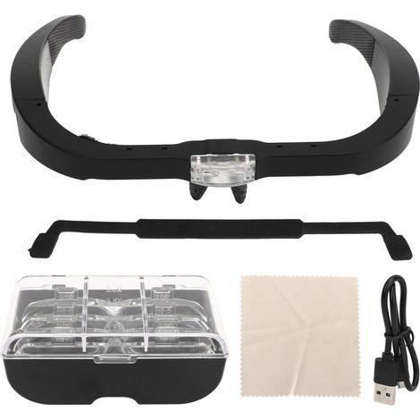 Lunettes de grossissement frontales à LED, 4 lentilles interchangeables pour réparation de montres et travaux minutieux (1/5)