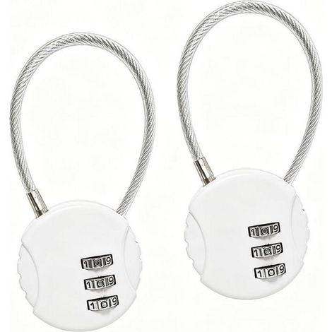 2er Set Zahlenschlösser 20cm Stahlseil, wasserdicht, zurücksetzbar, für Außenbereich