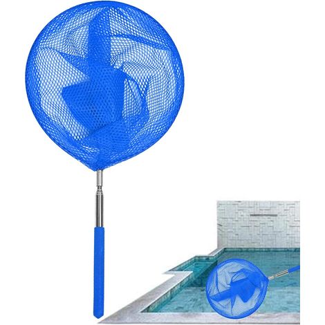 Retino skimmer di superficie per piscine, retino skimmer per piscine con manico telescopico, maglia fine - Retino skimmer per piscine, laghetti per pesci, rimuove facilmente foglie e particelle dagli (1/5)