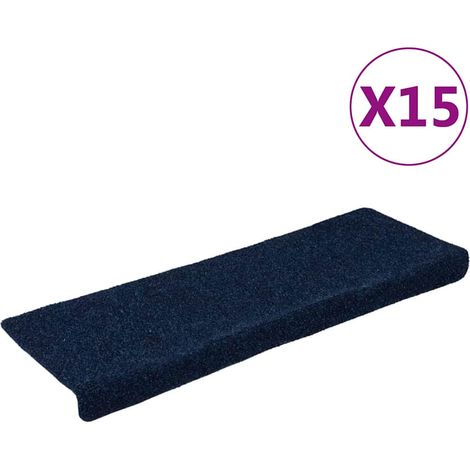 Maison Exclusive - Tapis d'escalier autocollants 15 pièces 65 x 21 x 4 cm Bleu marine Bord rectangulaire (1/5)