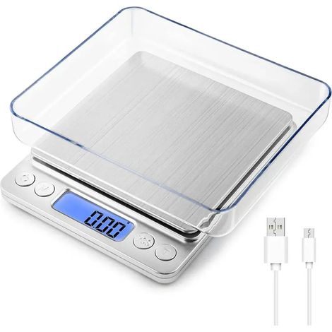 Mini-échelle de précision rechargeable 500 g/0.01 g d'argent (1/5)