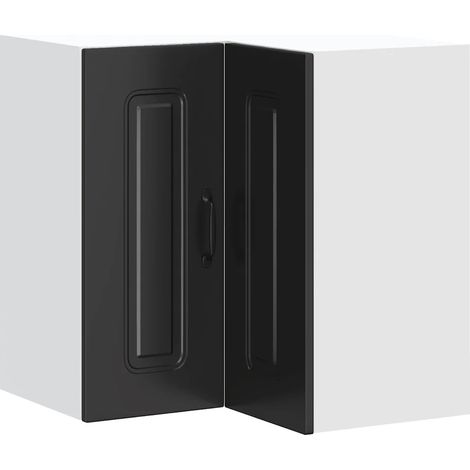 Mueble esquinero de cocina de 57 x 57 x 60 cm gran capacidad de almacenamiento estilo moderno madera de ingeniería negra 020050023 (1/5)