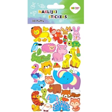 Autocollants 3D Animaux en Peluche 10x20cm couleurs joyeuses