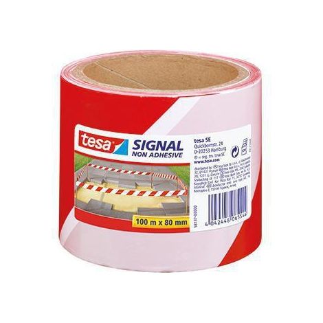 tesa Absperrband Signal 58137-00000 80mmx100m rot/weiß (1/5)
