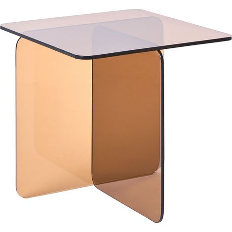 Tavolino in vetro temperato 46 x 50 cm Marrone Amisk (1/5)