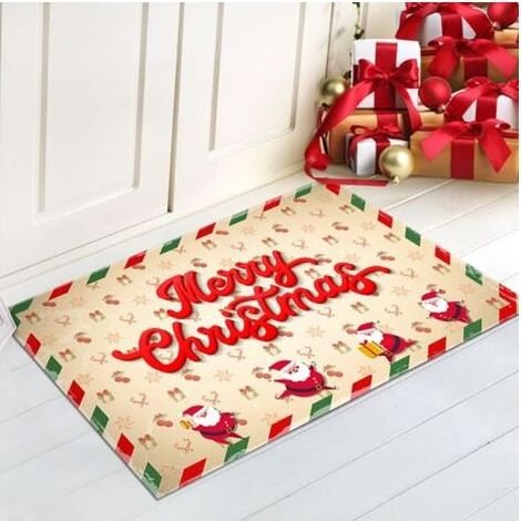 Paillasson de Noël, Tapis de Sol de Noël, Tapis de Bain Antidérapant, Tapis D'entrée Noël, Paillasson Absorbant, Décoration Noël Tapis, Motif de Noël Tapis pour Salon Chambre Couloir Salle (1/5)