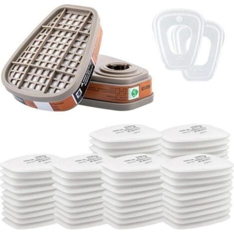 Pr 6001 Filtro respiratorio de 3 m con carbón, filtro de pintura, kit de accesorios de filtrado con 60 piezas de filtro de algodón, para purificador de filtración, protección facial, compatible 6200/6