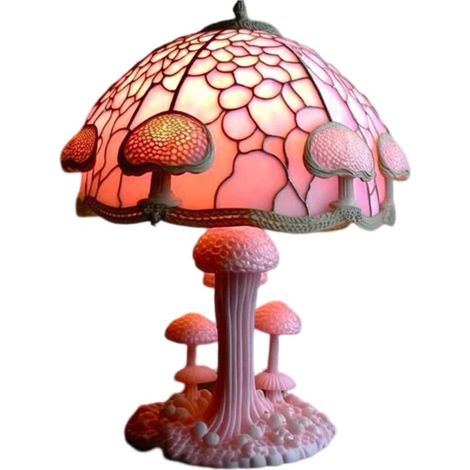 Lampe de table champignon en verre peint, lampe de bureau vintage décorative, lampe de chevet pour chambre, salon, bureau, cadeau (1/5)