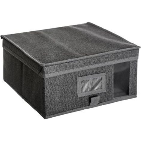 Boîte de Rangement "Dressing" 30x30cm Gris Foncé