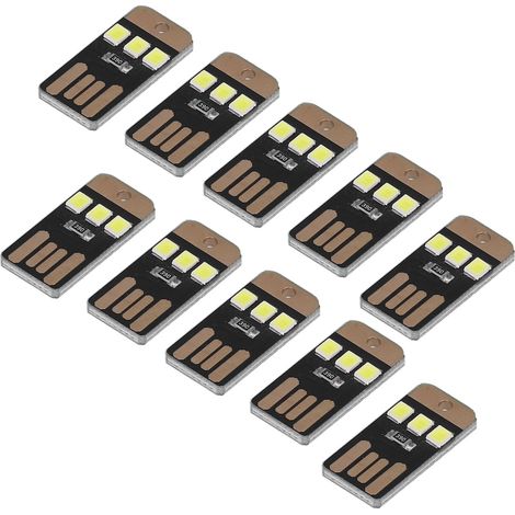 Lot de 10 mini lampes de nuit de camping portables à LED USB, économiques et à économie d'énergie, pour l'extérieur (noir). (1/5)