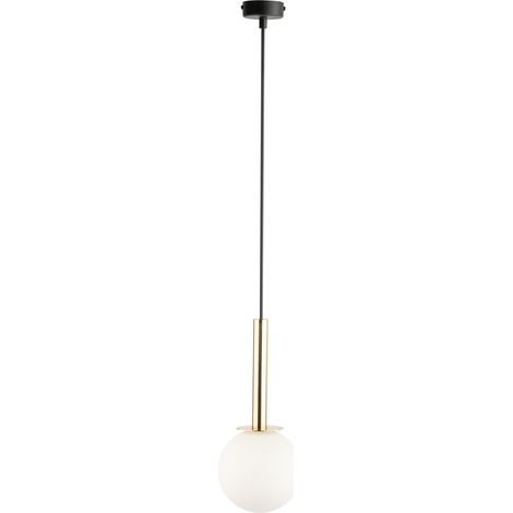 Suspension moderne noir/or, globe opalin DAISY G9 Sigma (1/2)