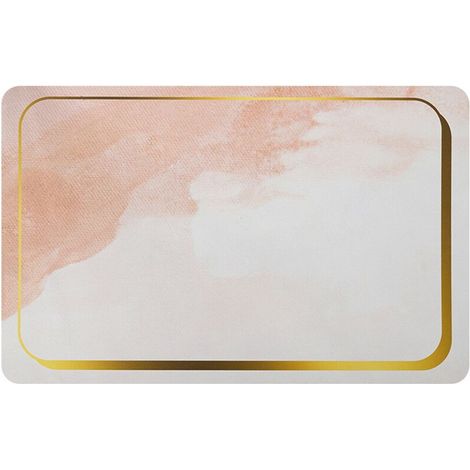Tapis de sol en terre de diatomées, séchage rapide, antidérapant, pour douche, salle de bain et toilettes, blanc et rose. (1/5)