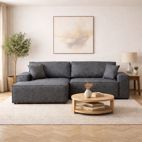 Schlafsofa aus anthrazitfarbenem Stoff - mit Stauraum - (1/5)