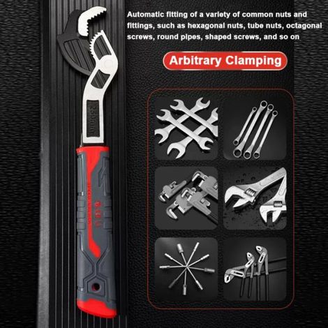 Clé Auto-Ajustable - Acier Chrome-Vanadium 40Cr - Pour Raccords Tubes Ronds Et Écrous Hexagonaux - 6 8 10 12 Pouces (1/5)
