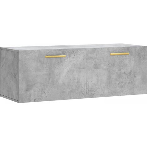 Armoire murale pratique rangement décorative 100 x 36,5 x 35 cm en bois d'ingénierie gris béton (1/5)