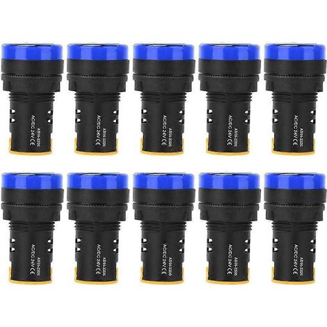 10 blaue LED-Betriebsanzeigelampen, Halbleiter-Energiesparlampen, φ22 mm, 24 V, Modell AD16-22D/S