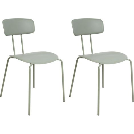 Set di 2 sedie da bar verde chiaro Seduta in plastica Gambe in metallo Nero Sibley