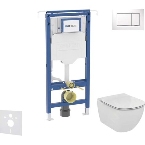 Geberit Duofix - Conjunto de instalación empotrada, inodoro y asiento Ideal Standard Tesi, pulsador Sigma20, blanco/cromo SANI11CD3129 (1/5)