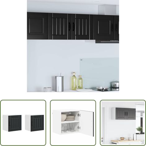 vidaXL Küchenwandschrank -  Küchenschrank 2 pcs Schwarz 40 x 31 x 40 cm Holzwerkstoff (1/5)