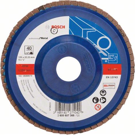 Bosch 2608607365 Disco abrasivo de láminas X551 Expert Metal 125mm recto plástico G40 (1/2)