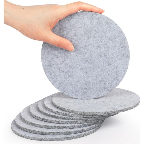 Lot de 8 Dessous de Verre en Feutre pour casseroles, Verres, vases et Bols Protection de Table en Feutre Robuste Rond Ø 15 cm Gris Clair (1/5)
