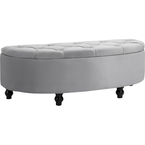 Banco con almacenamiento tapizado de terciopelo gris 120 x 46 x 42 cm HOMVRA (1/5)