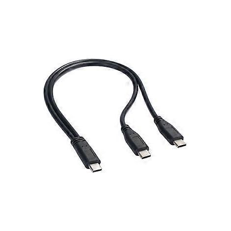 30 cm USB-C-auf-2-Typ-C-Anschluss-Schnellladekabel für Handys und USB-C-Geräte mit Netzteil