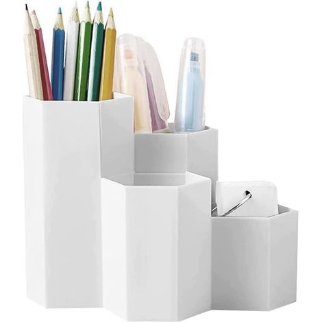 Desk Pen Holder, Creative Pen Holder, Multi-Function Pen Holder, Storage Box Pen Holder, Multi-Function Desk Pen Holder, for Office and School Decoration, White