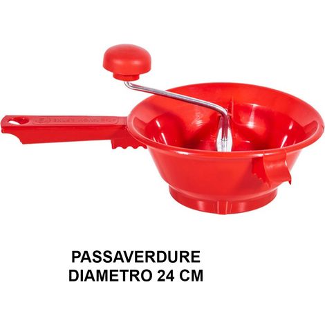 Passa tutto Per pomodoro Legumi Verdura Frutta Zuppe Vellutate Manuale 2 dischi in acciaio inox CM24 schiaccia trita con piedini - MISURA: CM 24 (1/4)