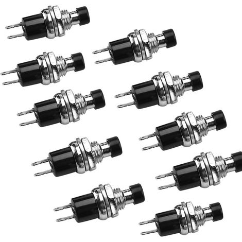 Lot de 10 mini boutons-poussoirs ronds PBS-110 à réarmement automatique momentané sans verrouillage (1/5)