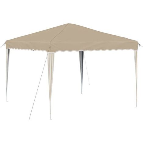 Tente de réception pliante couleur crème, dimensions : 288 x 288 x 245 cm, tissu Oxford. (1/5)