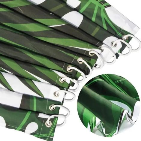 Rideau de douche Jungle tropicale, imperméable et anti-moisissure, motif feuilles vertes, polyester, 1,5 x 1,8 m (1/4)