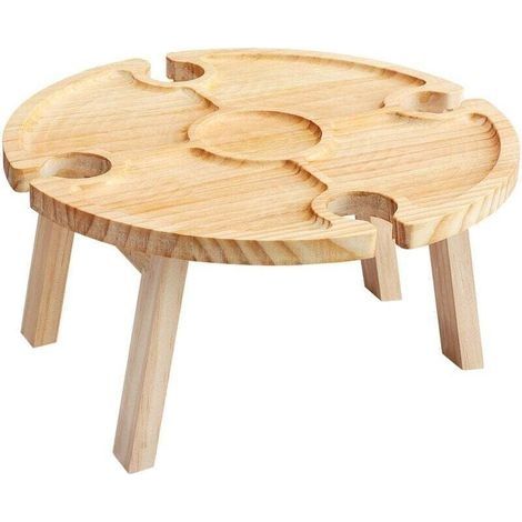 Table à vin Portable pour l'extérieur, Mini Table de Camping, Table de Pique-Nique, Ronde en Bois, Portable, pour l'extérieur, Pliable, Petite Table de Plage pour Le Jardin (30 15 cm) (1/4)