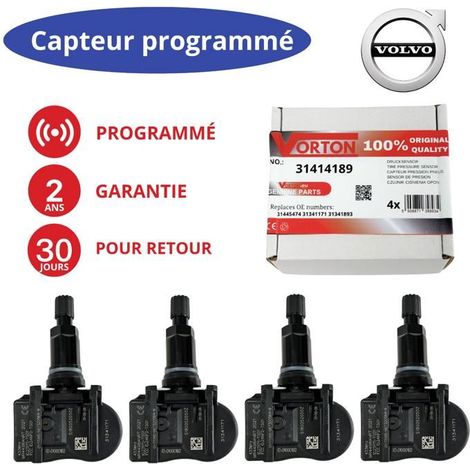 4x TPMS Tire Pressure Sensor Programmed Black Wheel Valve VOLVO C30 V40 S40 V50 V60 S60 XC60 C70 V70 XC70 S80
