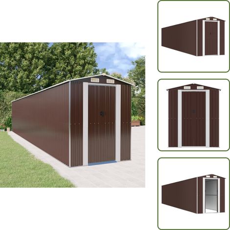 Geräteschuppen Dunkelbraun 192x1021x223 cm Verzinkter Stahl - Gartenschuppen - Gerätehaus - Werkzeuglager - Außenaufbewahrung - Gartenbedarf (1/5)