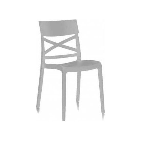 Conjunto de 4 sillas de resina monobloc "London Cross" por Flow, color gris claro (1/2)