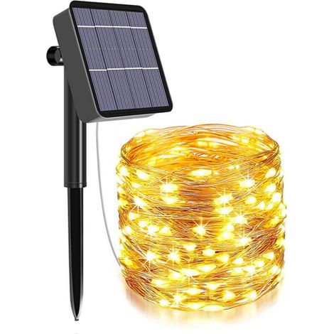 Solar Outdoor String Lights - 32m 300 LED Solar Christmas String Lights on Copper Wire with 8 Modes, for Outdoor Decoration, Garden, Trees etc (Warm White) (1/5)
