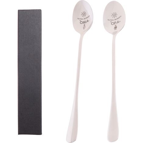 Cuillère À Café - Acier Inoxydable 18/10 - 19,3 Cm - Pour Grand-Mère Et Grand-Père - Lot De 2 (1/5)
