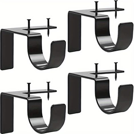 Lot de 4 supports sans perçage pour tringle à rideaux - Métal robuste et réglable pour fenêtres et portes