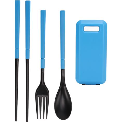Ensemble de couverts pliables ABS bleu pour extérieur, portable et compact