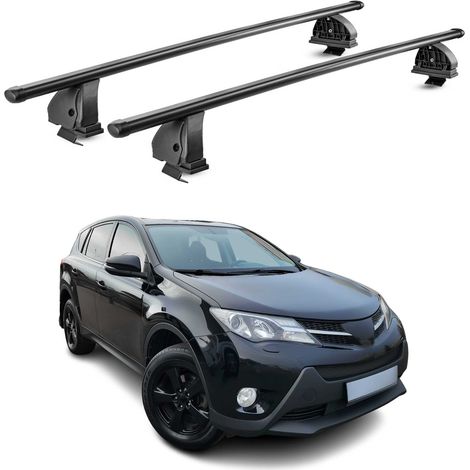 OMAC Stahl Dachträger Querträger Toyota Rav4 IV XA40 2013-2018 – TÜV / DIN 75302:2019 – Abschließbar – Max. 75 kg – 2 Stangen – Schwarz (1/5)