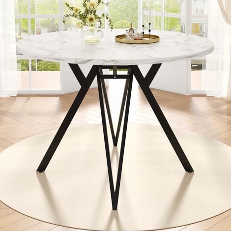 Mesa comedor con 4 sillas efecto mármol gris OKMYHOME (1/5)